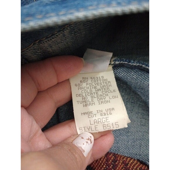 Vgt  Gotcha Covered Lod Cowboy Western Back House Print Jacket Denim Retro Sz L - Picture 10 of 10